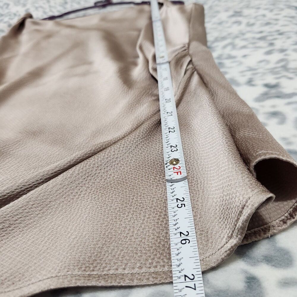 Calvin Klein Top Size XL Taupe Color Silky Sleeveless Square Neck Side Ruching - Picture 5 of 11